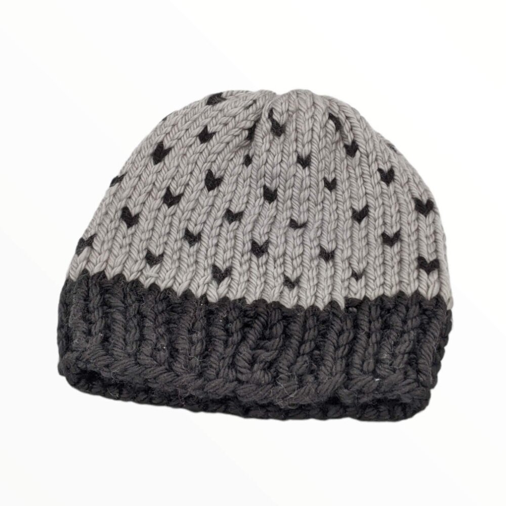Handmade Knit Hat - Black and Gray - Unisex